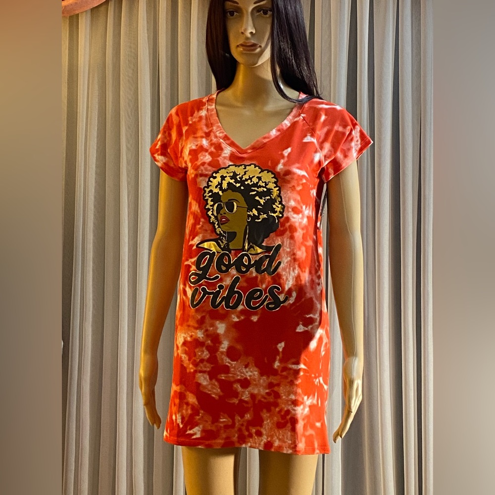 NWT. Forever Spoiled “Good Vibes” Night Shirt - Red